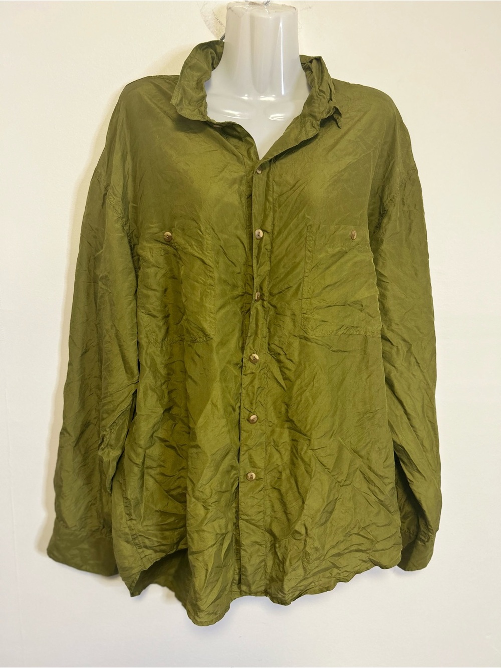 Vintage Steel 100% Silk Button Up Blouse